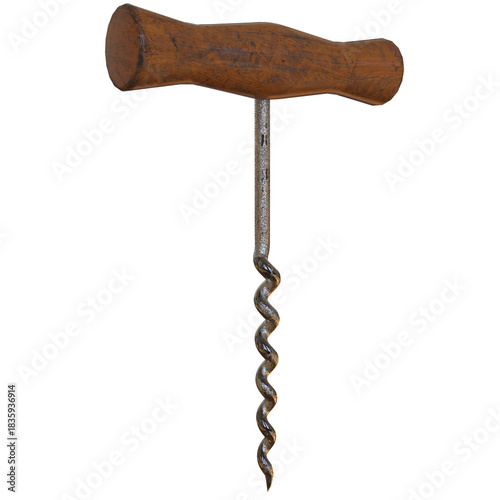 Photos corkscrew with cork isolated 3d rendered illustration