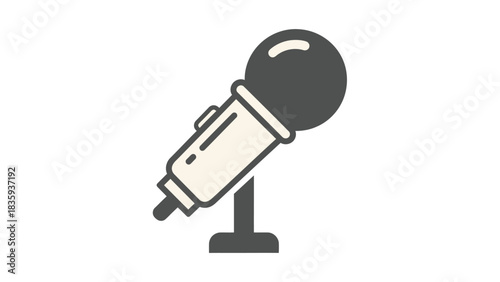 Illustration of a microphone on a stand, used for speaking or singing.