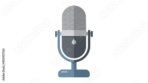 Illustration of a vintage microphone on a white background.