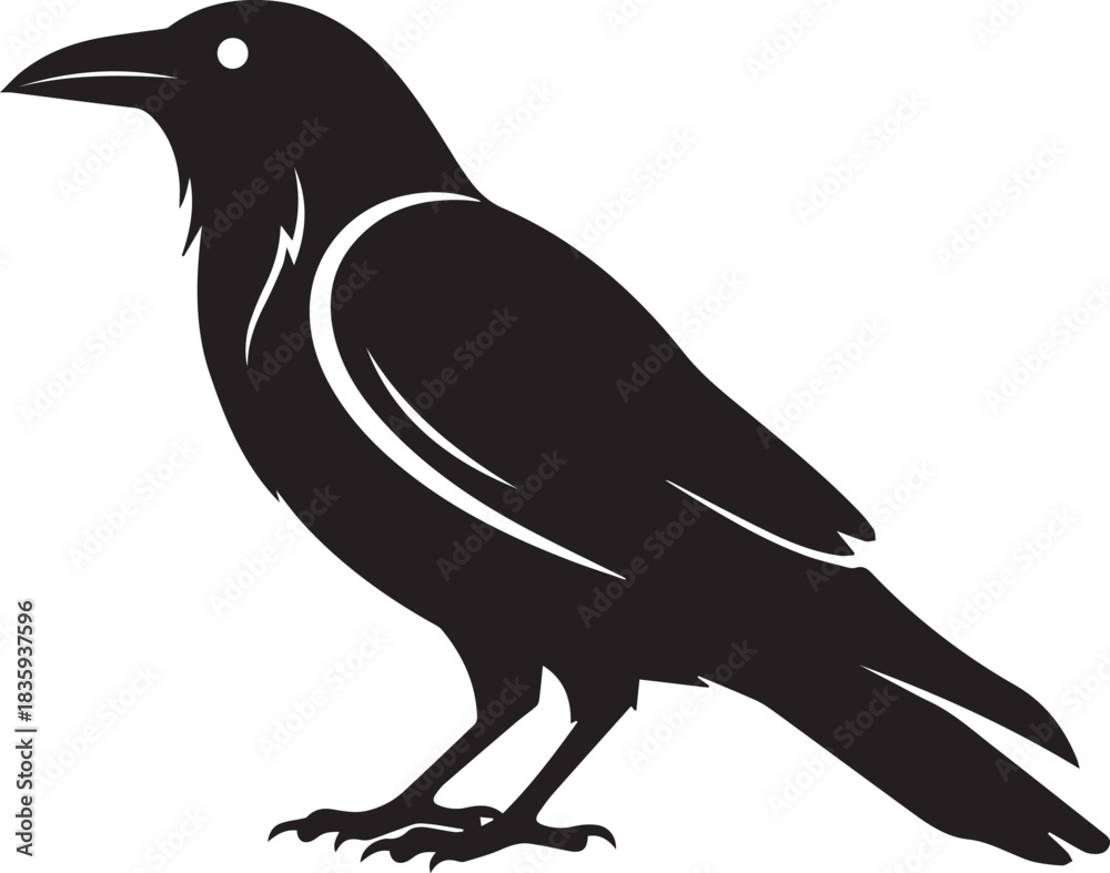Fototapeta premium raven side view silhouette vector flat illustration design