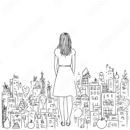 Woman playing guitar under constellation design element for creative projects and designs