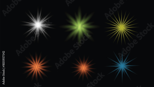  Glow light star bright effect shiny sparkle illumination overly vector illustration