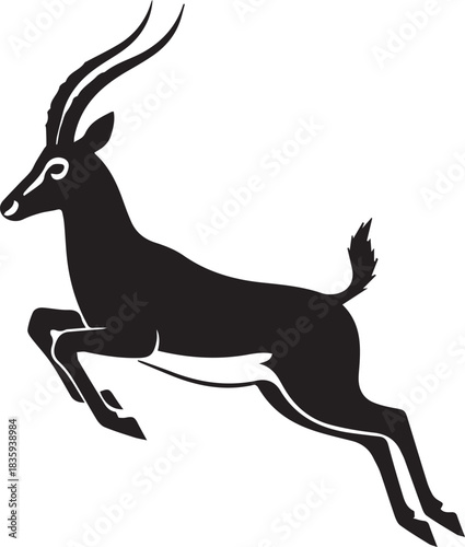 jump antelope side view silhouette vector flat illustration design