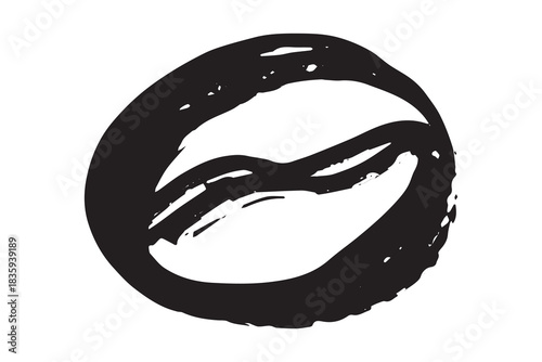 Hand drawn fresh roasted coffee bean Arabica robusta seed doodle Single element for print, web, design, decor