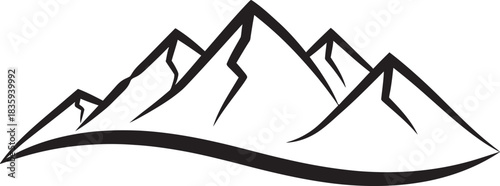 Stylized mountain range vector illustration with sharp peaks and a minimalist design, perfect for outdoor brands and travel logos