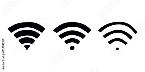 Set of hand drawn free wifi spot zone sign Public wi-fi area sign Wireless internet clipart in doodle style Single element for print, web, design, decor 3G, 4G, 5G, 6G, IoT