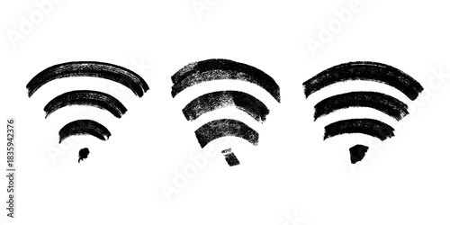 Set of hand drawn free wifi spot zone sign Public wi-fi area sign Wireless internet clipart in doodle style Single element for print, web, design, decor 3G, 4G, 5G, 6G, IoT