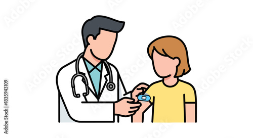 Doctor Applying Bandage to Patients Arm After Injection.