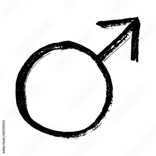 Hand drawn male gender identity sign Symbol used to represent sex and gender