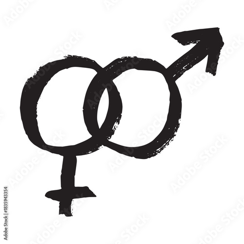Hand drawn heterosexual gender identity sign Symbol used to represent sex and gender