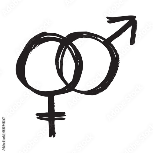 Hand drawn heterosexual gender identity sign Symbol used to represent sex and gender