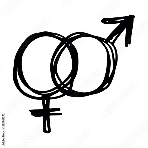 Hand drawn heterosexual gender identity sign Symbol used to represent sex and gender