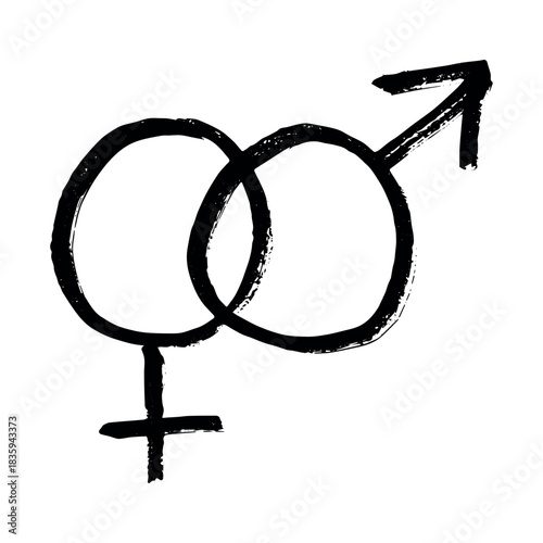 Hand drawn heterosexual gender identity sign Symbol used to represent sex and gender