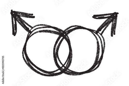 Hand drawn homosexual identity sign Symbol used to represent sex and gender
