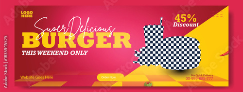 Delicious hot and spicy burger menu for foodies with a 45 discount offer and website information