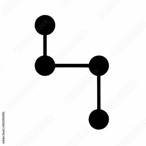 Line icon of a branching diagram — version control, black on white, square minimalist style