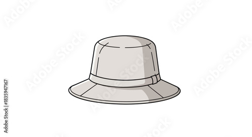 A simple light-colored bucket hat with a brim and band.