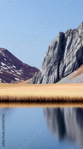 Mountains and Lake Reflecting Landscape Under Clear Sky