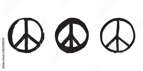 Set of hand drawn peace sign No war symbol Hippie clipart in doodle style Single element for print, web, design, decor