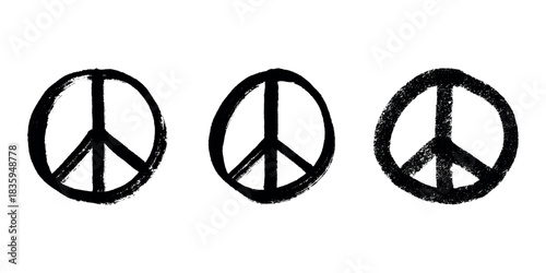 Set of hand drawn peace sign No war symbol Hippie clipart in doodle style Single element for print, web, design, decor