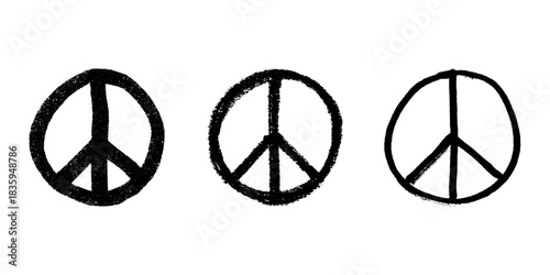 Set of hand drawn peace sign No war symbol Hippie clipart in doodle style Single element for print, web, design, decor