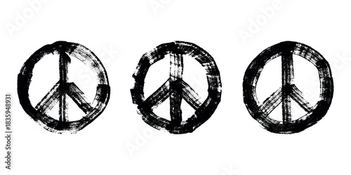 Set of hand drawn peace sign No war symbol Hippie clipart in doodle style Single element for print, web, design, decor