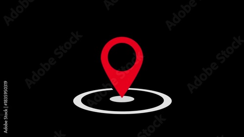 Pin Location Map Icon Animation – Smooth Dropping Marker Motion for Navigation, GPS Tracking, and Map Interface Videos