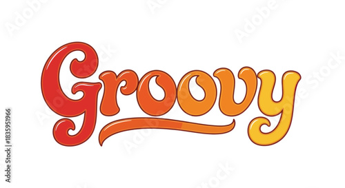 Colorful Groovy Wordmark with Retro Style and Gradient.