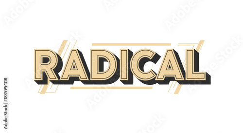 Bold RADICAL Text with Retro Style and Shadow Effect.
