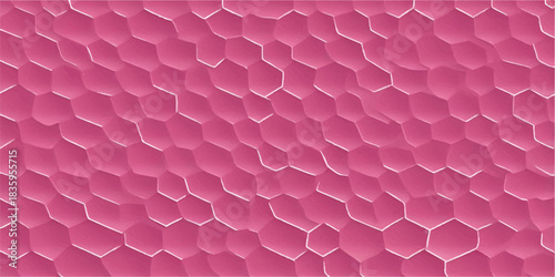 Minimalist abstract design featuring a repeating pink and white polygon grid with subtle shadow and light. Background for banner or display.