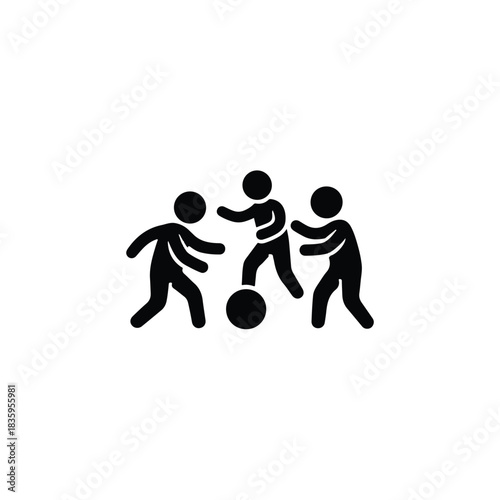 Children playing soccer together on a field