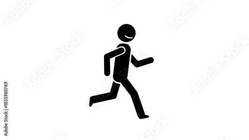 Running Stick Figure: A simple yet dynamic stick figure in full stride, representing the act of running with its simplistic yet engaging design, embodies speed and movement.
