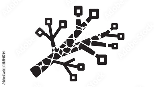 Modern technology inspired tree illustration for innovative designs, connecting digital branches with nature, ideal for tech startups and eco-friendly campaigns, clean vector design