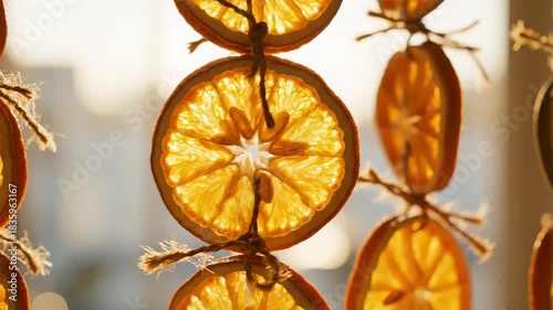 Hanging Dried Orange Slices as Festive Christmas Decoration