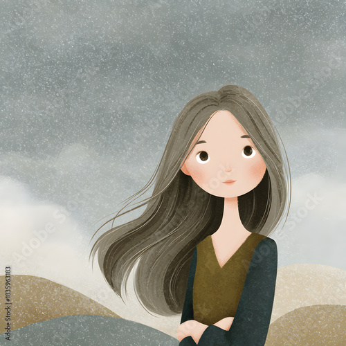 Beautiful young blonde woman thinking with a slight smile on her face