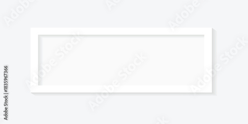 White vertical frame on a white wall. Modern 3D illustration.