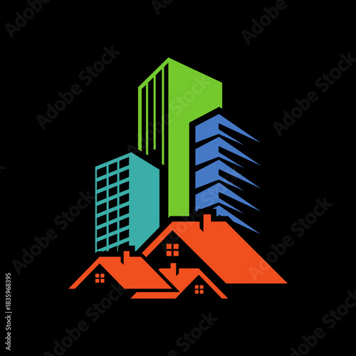 City Skyline Real Estate Logo
Modern Building Construction Icon
Urban Tower Architecture Logo
Property Development Branding
High Rise Building Logo