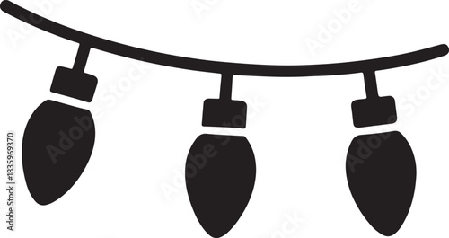 Christmas lights string silhouette with evenly spaced bulbs creating a festive glowing design.