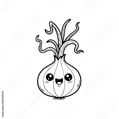 Kawaii onion isolated on transparent background