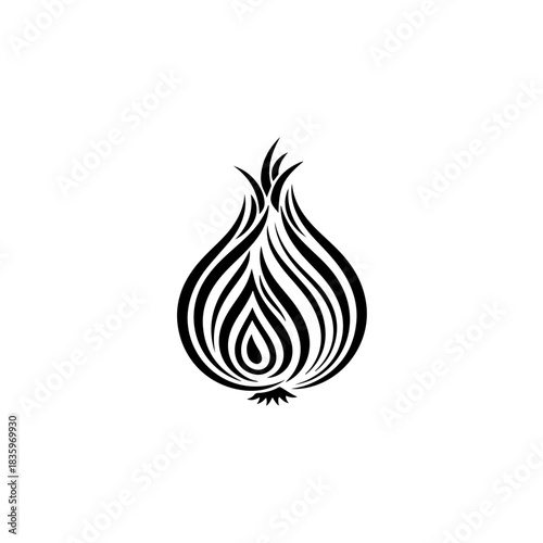 Stylized onion icon isolated on transparent background