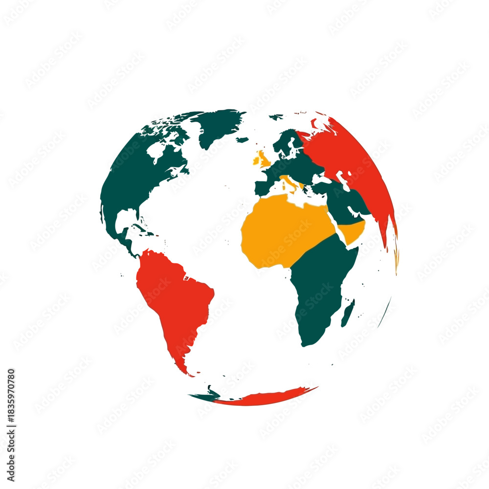 Obraz premium Colorful World Map Illustration Depicting Continents and Global Geography.