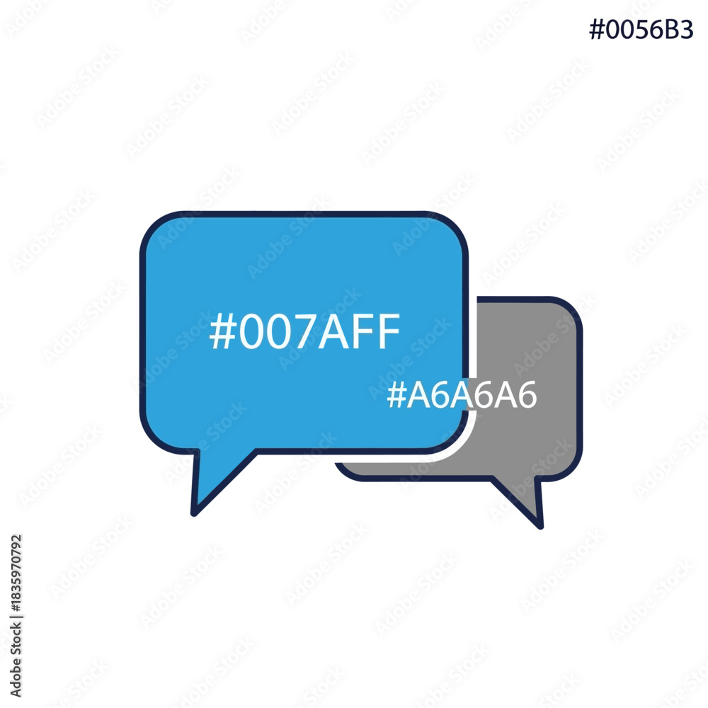 Fototapeta premium Two overlapping speech bubbles in blue and gray colors.