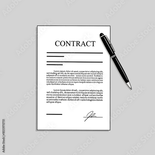 Contract document with pen, symbolizing agreement and legal obligations.