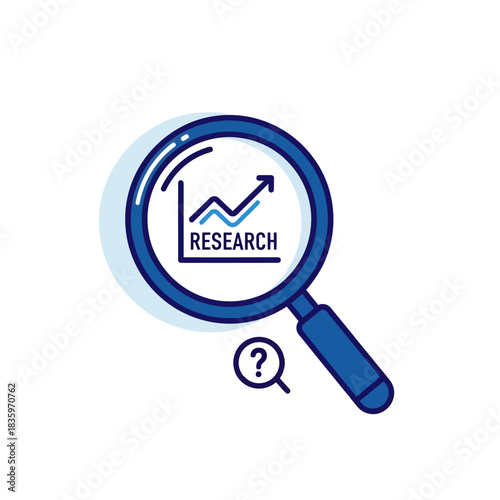 Research and Analysis - A Magnifying Glass Examining Data for Insights.