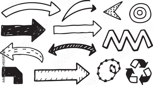 Black Sketch Doodle Clipart Vector Elements