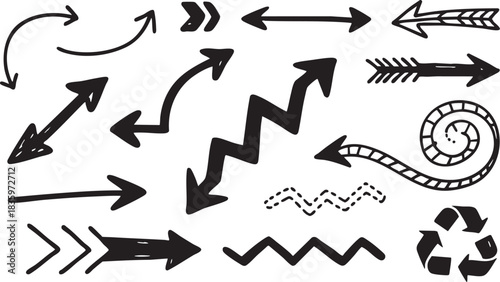 Black Sketch Doodle Clipart Vector Elements