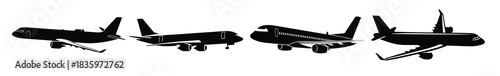  airplanes silhouette collection planes in flight black 