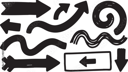 Black Sketch Doodle Clipart Vector Elements