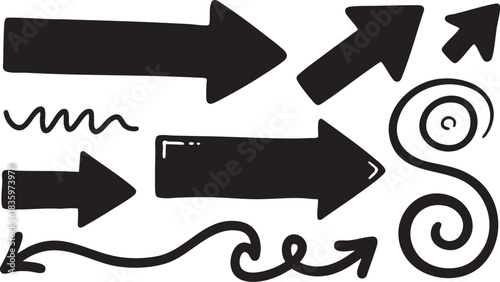 Black Sketch Doodle Clipart Vector Elements