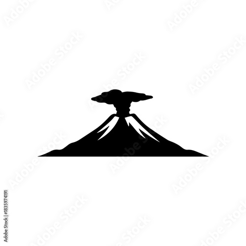 Volcano eruption silhouette isolated on transparent background
